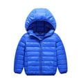 thumbnail image 1 of Glonme Hooded Neck Down Jackets for Boys Warm Winter Cardigan Casual Solid Color Puffer Coat Colorful Blue 120cm, 1 of 2