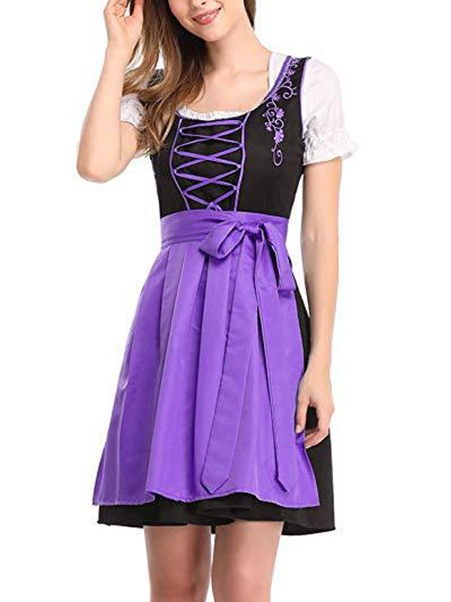 Glonme Ladies Bavarian Beer Carnival Outfits Embroidered Aprons Dirndl  Dress Square Neck Oktoberfest Dresses Holiday Sexy Cosplay-Custome  Traditional Puff Sleeve Green 38=L - Walmart.com