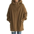 thumbnail image 1 of Glonme Loose Fit Hooded Jacket Womens Casual Pockets Zip up Hoodies Tunic Sweatshirt Plus Size Long Hoodie Jacket Coffee XL, 1 of 6