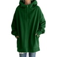 thumbnail image 1 of Glonme Loose Fit Hooded Jacket Womens Casual Pockets Zip up Hoodies Tunic Sweatshirt Plus Size Long Hoodie Jacket Dark Green M, 1 of 6