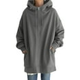 thumbnail image 1 of Glonme Loose Fit Hooded Jacket Womens Casual Pockets Zip up Hoodies Tunic Sweatshirt Plus Size Long Hoodie Jacket Grey 3XL, 1 of 7