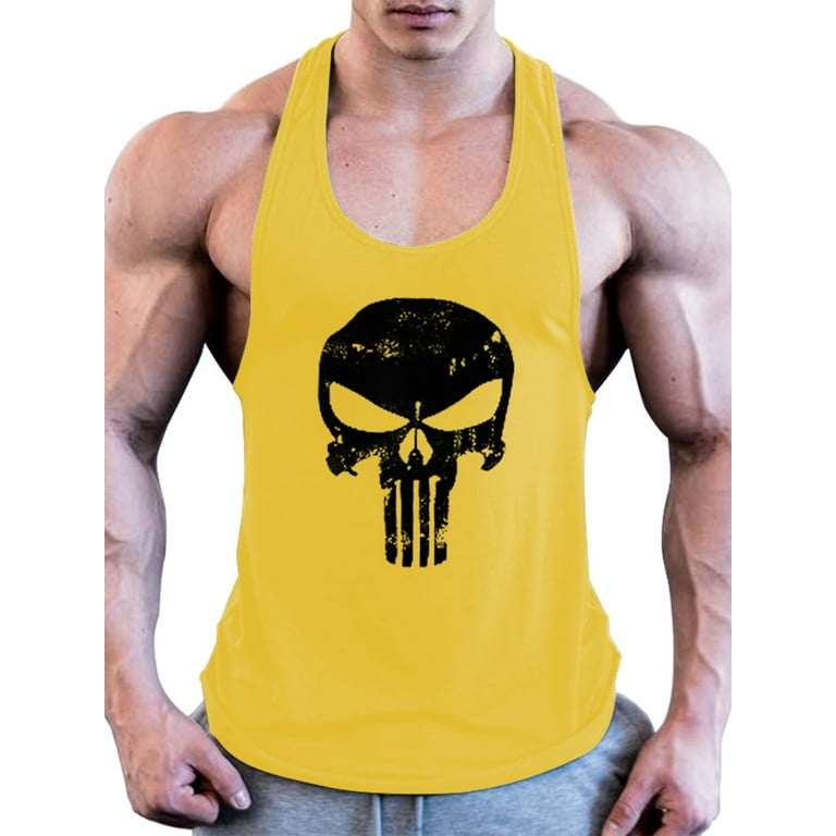 Glonme Men Tee Crew Neck T-shirt Sleeveless Tank Tops Bodybuilding