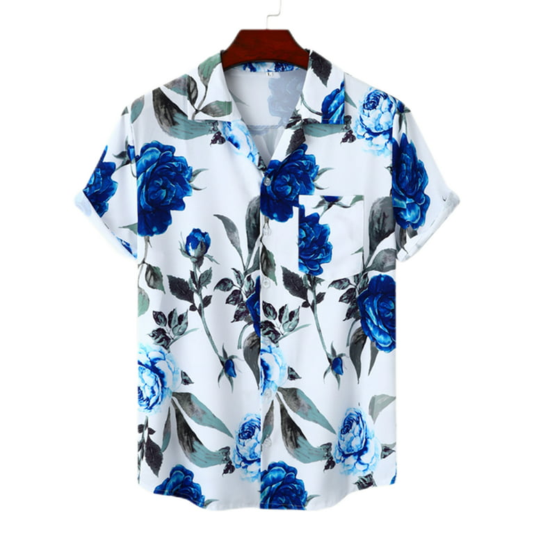 High Quality Mens Flower Shirt Summer Male Short Sleeve Shirt Casual Cotton  Slim Fit Shirts 666 Blue Asian 5XL 90kg-100kg price from kilimall in Kenya  - Yaoota!