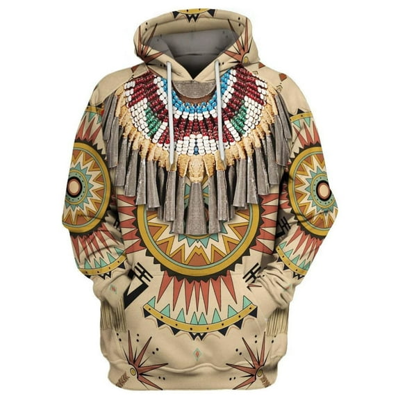 Glonme Men's Sweatshirts Ethnic Printed Hoodies Drawstring Sweatshirt Fall Casual Hooded Tops Retro Long Sleeve Pullover Style K 4XL
