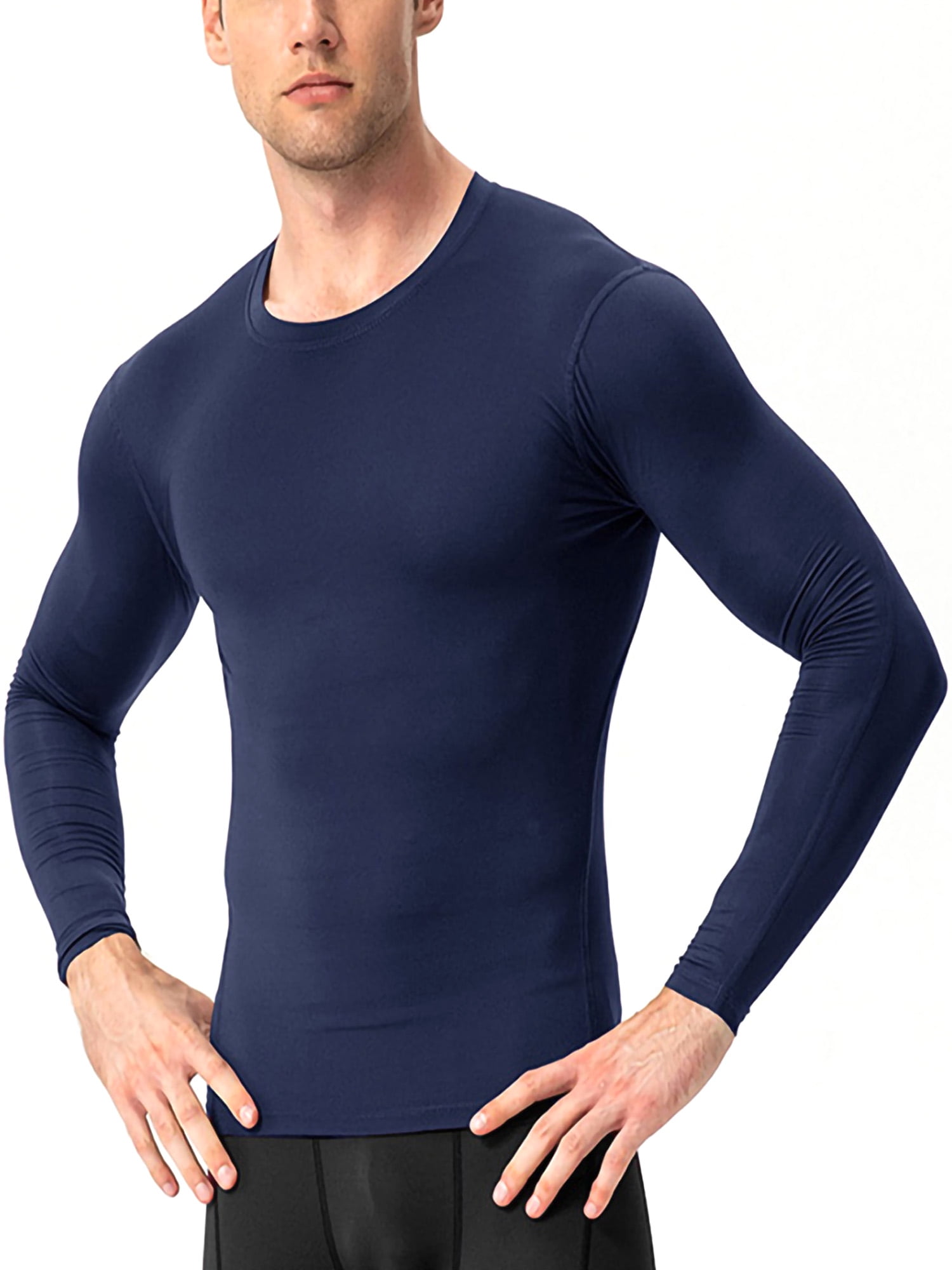 Glonme Mens Muscle Tops Long Sleeve Compression Shirts Baselayer
