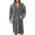 thumbnail image 1 of Glonme Mens Wrap Robe Hooded Dressing Gown Solid Color Bath Robes Winter Warm Towelling Fluffy Long Sleeve Nightwear Gray XL, 1 of 7