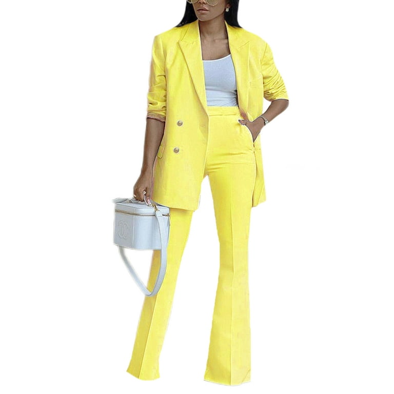 Ladies yellow trouser suit sale