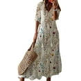 thumbnail image 1 of Glonme V Neck Long Dress for Women Loose Travel Summer Beach Sundress Bohemian Swing Maxi Dresses Floral Color XL, 1 of 2