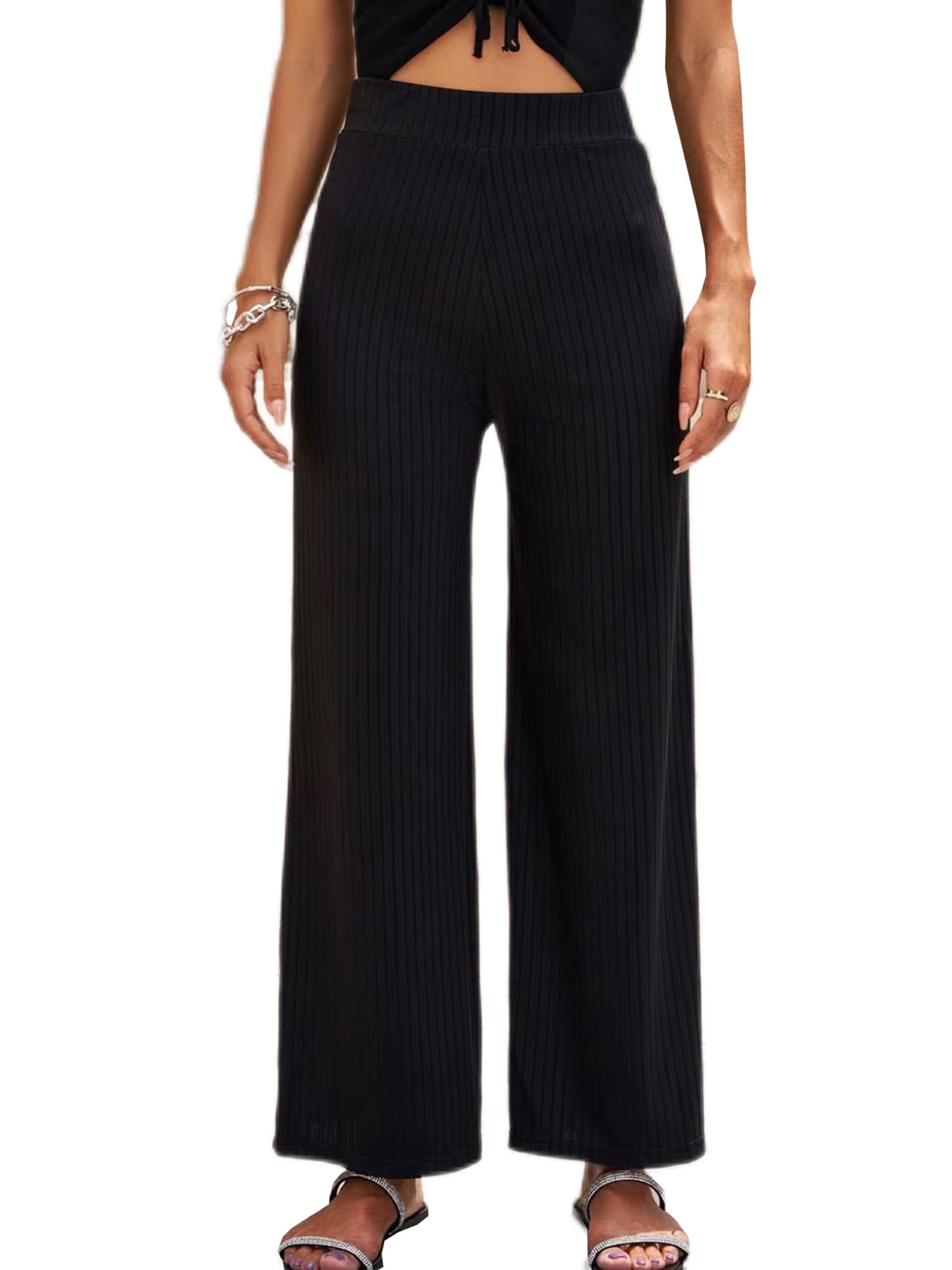 Women Lounge Wide Leg Palazzo Pant Ladies Holiday Casual Solid Color  Loungewear | eBay