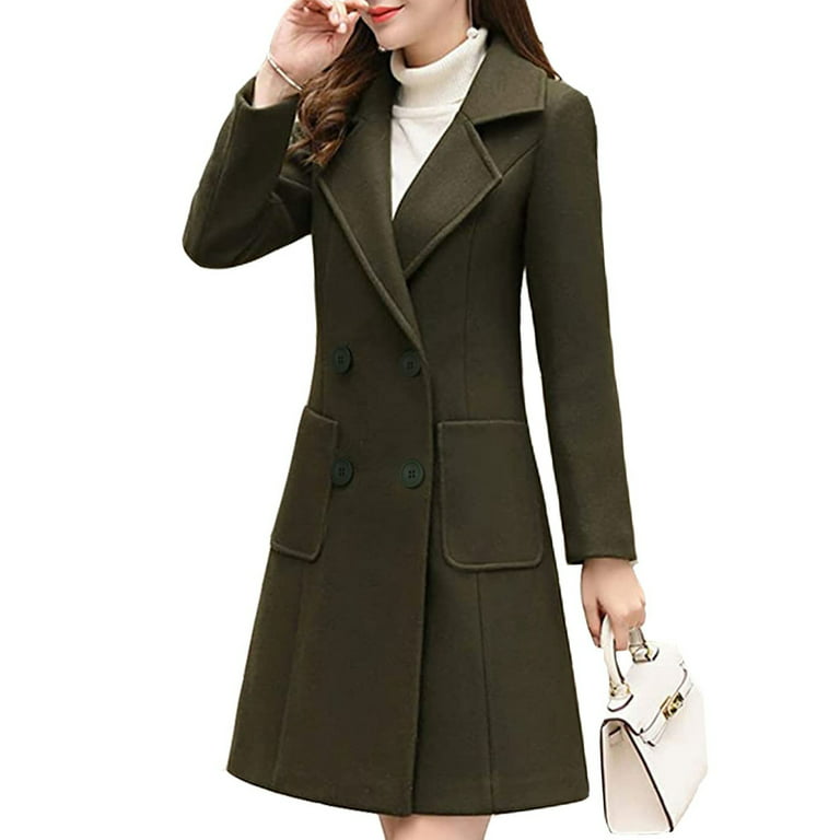 Glonme Women Jacket Double Breasted Trench Coat Long Sleeve