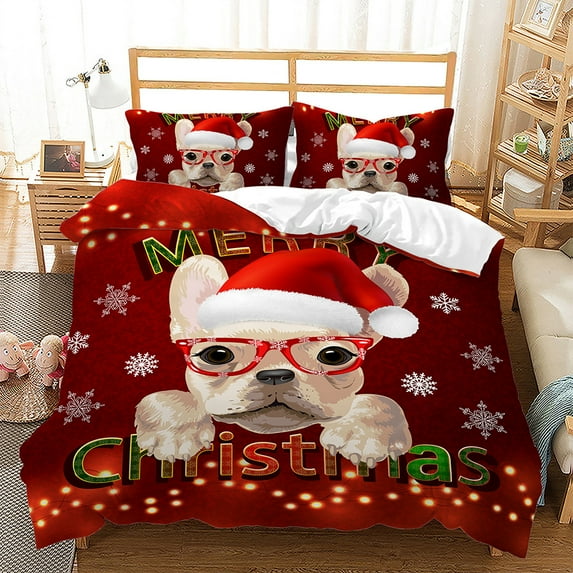 Glookwis 3pcs Lightweight Bedding Duvet Cover Set Christmas Zipper Quilt Cover Xmas Coverlet Set With 2 Pillowcase Style T Twin