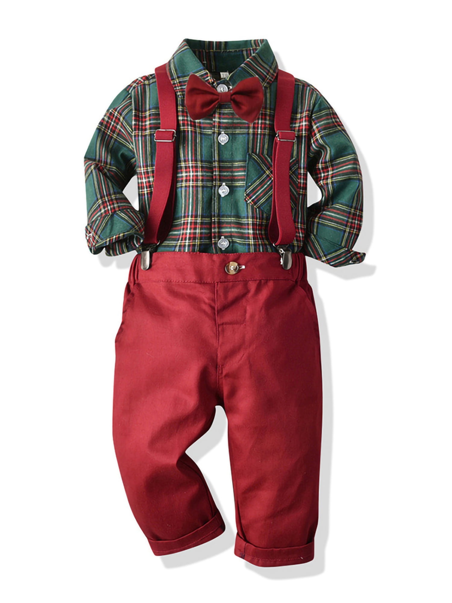 Casual Kids Boys Gentleman Clothes Plaid Print Short Sleeve Lapel Neck  Buttons Tops Shirt Short Pants 2pcs Set 