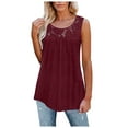 thumbnail image 1 of Glookwis Women Sleeveless Lace Crochet Shirts Summer Casual Pleated Tunic Tops Blouse, 1 of 3
