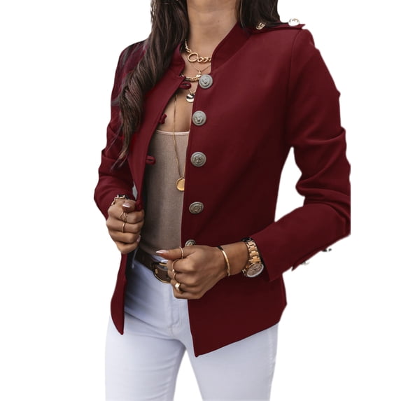 Glookwis Women V Neck Business Jackets Slim Fit Outwear Elegant Casual Cardigan Jacket Solid Color Long Sleeve Blazers