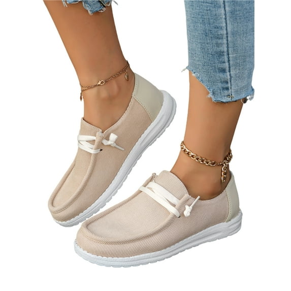 Glookwis Women Warm Loafers Slip On Flats Plush Lined Casual Shoes Womens Lightweight Non-slip Moccasins Breathable Round Toe Comfort Shoe Khaki 7.5