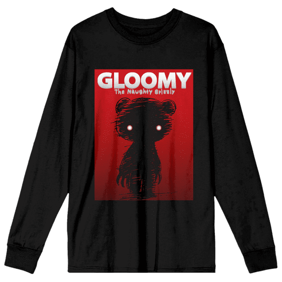 Gloomy Bar Sketchy Art Crew Neck Long Sleeve Women's Black Tee-XXL