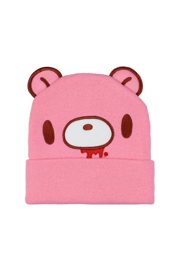 Gloomy Bear Beanie Embroidered Face Design with 3-D Ears Adult Knitted Winter Hat