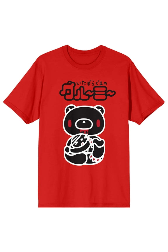 Gloomy Bear Black & White Art Crew Neck Short Sleeve Red Women's T-shirt-3XL
