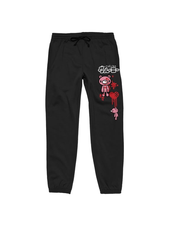 Gloomy Bear Dripping Heart Black Graphic Sweatpants- S