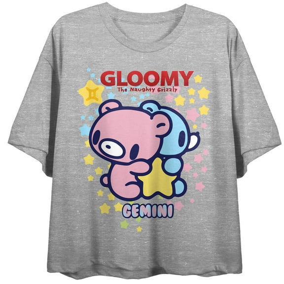Gloomy Bear Gemini Crew Neck Short Sleeve Gray Heather Women's Crop Top
