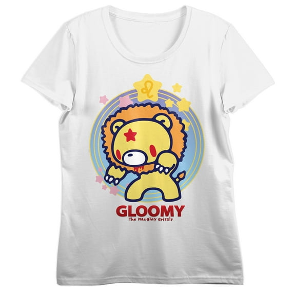 Gloomy Bear Leo Gloomy Crew Neck Short Sleeve Women's White T-shirt-Small