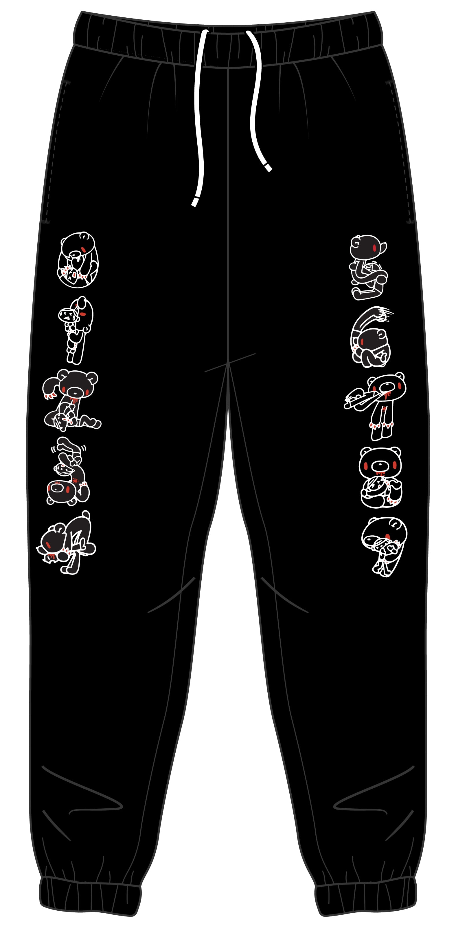 Gloomy Bear Line Art Men's Black Graphic Sweatpants - XXL 