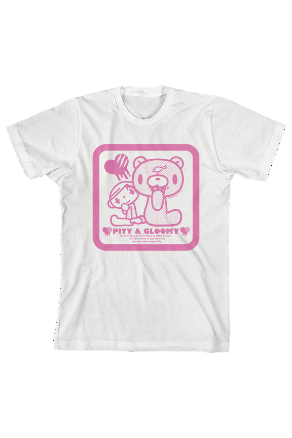 Gloomy Bear Pity & Gloomy Crew Neck Short Sleeve Boys' White T-shirt-XS