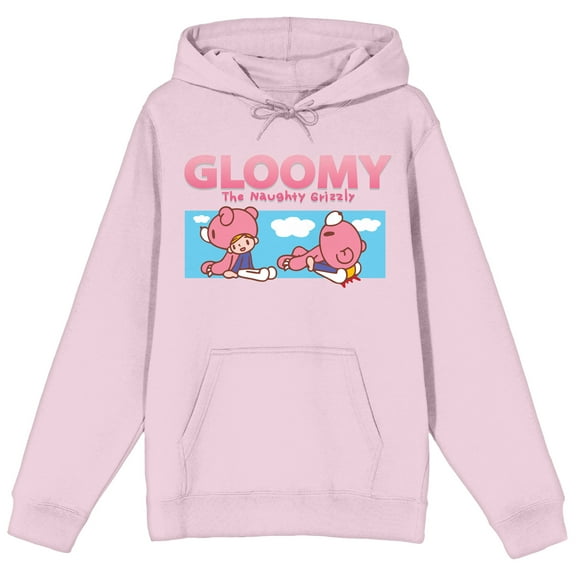 Gloomy Bear Pity & Gloomy Sequence Art Long Sleeve Cradle Pink Adult Hooded Sweatshirt-Medium