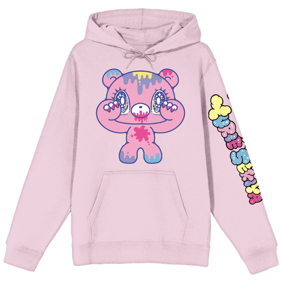 Gloomy Bear Plush Gloomy Standing Pose Long Sleeve Cradle Pink Adult Hooded Sweatshirt-Large