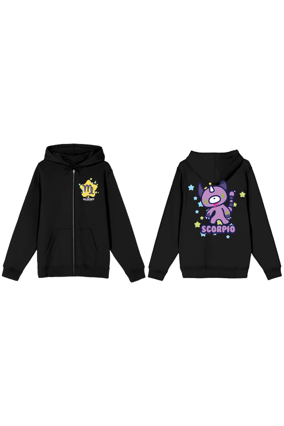Gloomy Bear Scorpio Gloomy Long Sleeve Black Adult Zip-Up Hoodie-Large