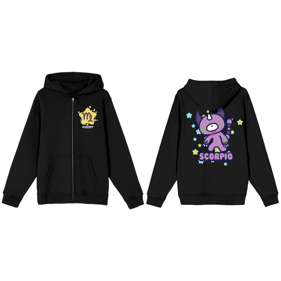 Gloomy Bear Scorpio Gloomy Long Sleeve Black Adult Zip-Up Hoodie-XL