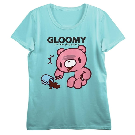 Gloomy Bear Spilled Coffee Crew Neck Short Sleeve Mint Women's T-shirt