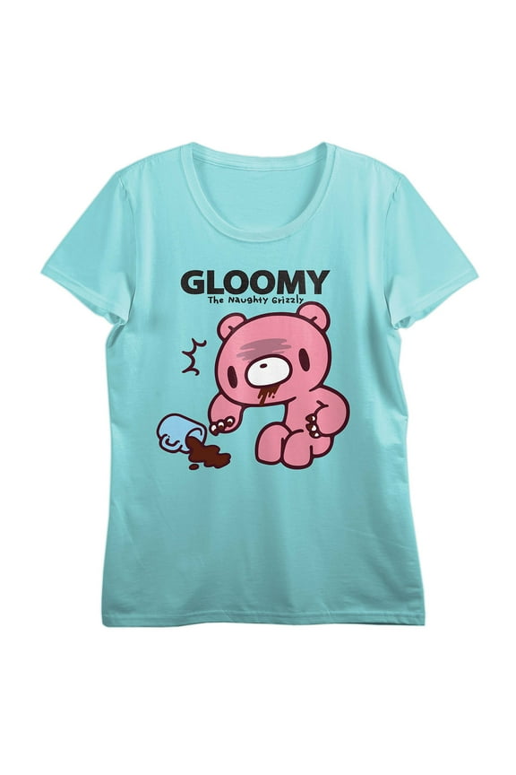 Gloomy Bear Spilled Coffee Crew Neck Short Sleeve Mint Women's T-shirt