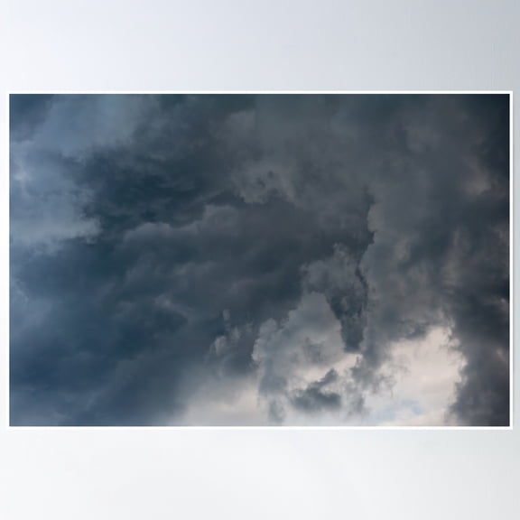 Gloomy Clouds Billowy Sky Stormy Poster Wall Art, Modern Wall Decor, 8x12 UNFRAMED