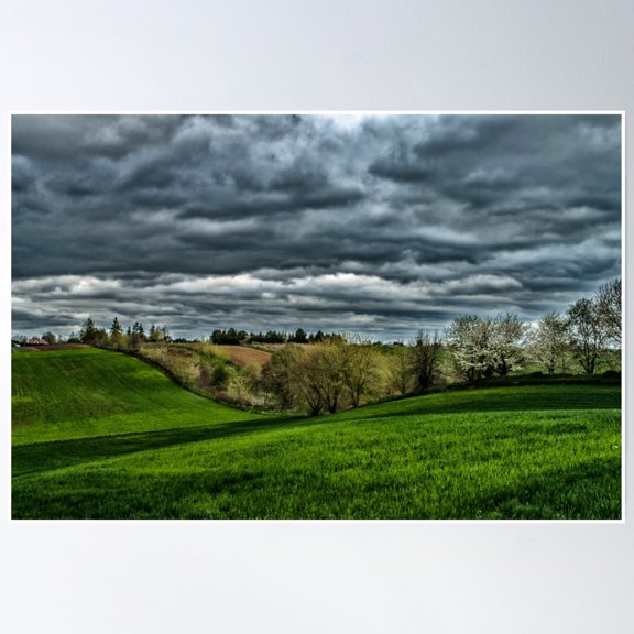 Gloomy Clouds Over The Valley Poster Wall Art, Modern Wall Decor, 8x12 UNFRAMED
