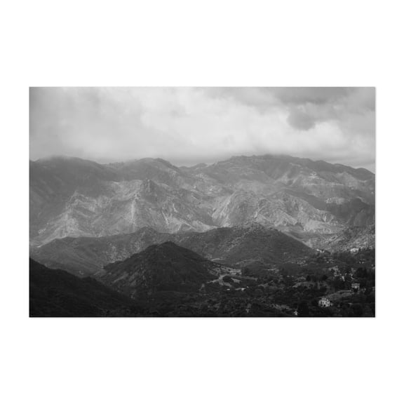 Gloomy Malibu B&W - Los Angeles California Photography Black and White Mountain Nature Landscape Scenic Rural Unframed Wall Art Print 8 x 12 inches