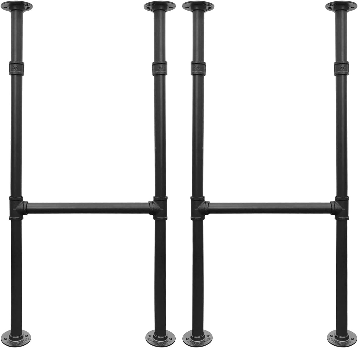 Gloppers 38 inch Industrial Pipe Table Leg 2 Pcs Iron Base Legs Coffee Tables Coffee Table Legs Black