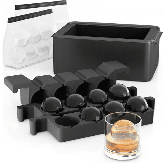 Gloppers Clear Ice Ball Maker for Whiskey, Circle Ice Cube Tray Make 2Inch Ice Sphere, Round ice Cube Trays for Freezer