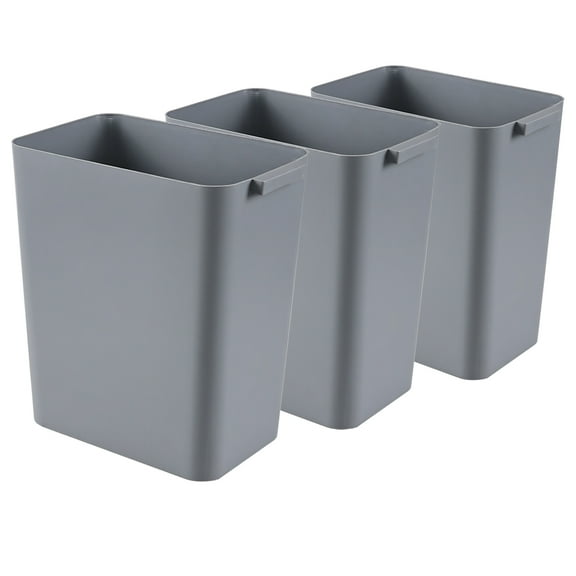 Gloreen 16 L Rectangular Plastic Trash Bins, 3 Pack Garbage Cans for Home, Office, Dormitory, Gray