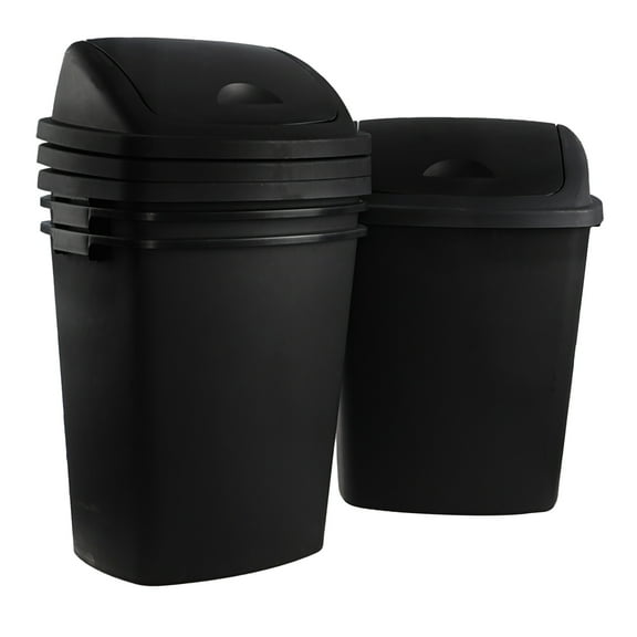 Gloreen 70 L Black Garbage Bin with Swing Lid, Extra Large Plastic Trash Can, 4 Pack