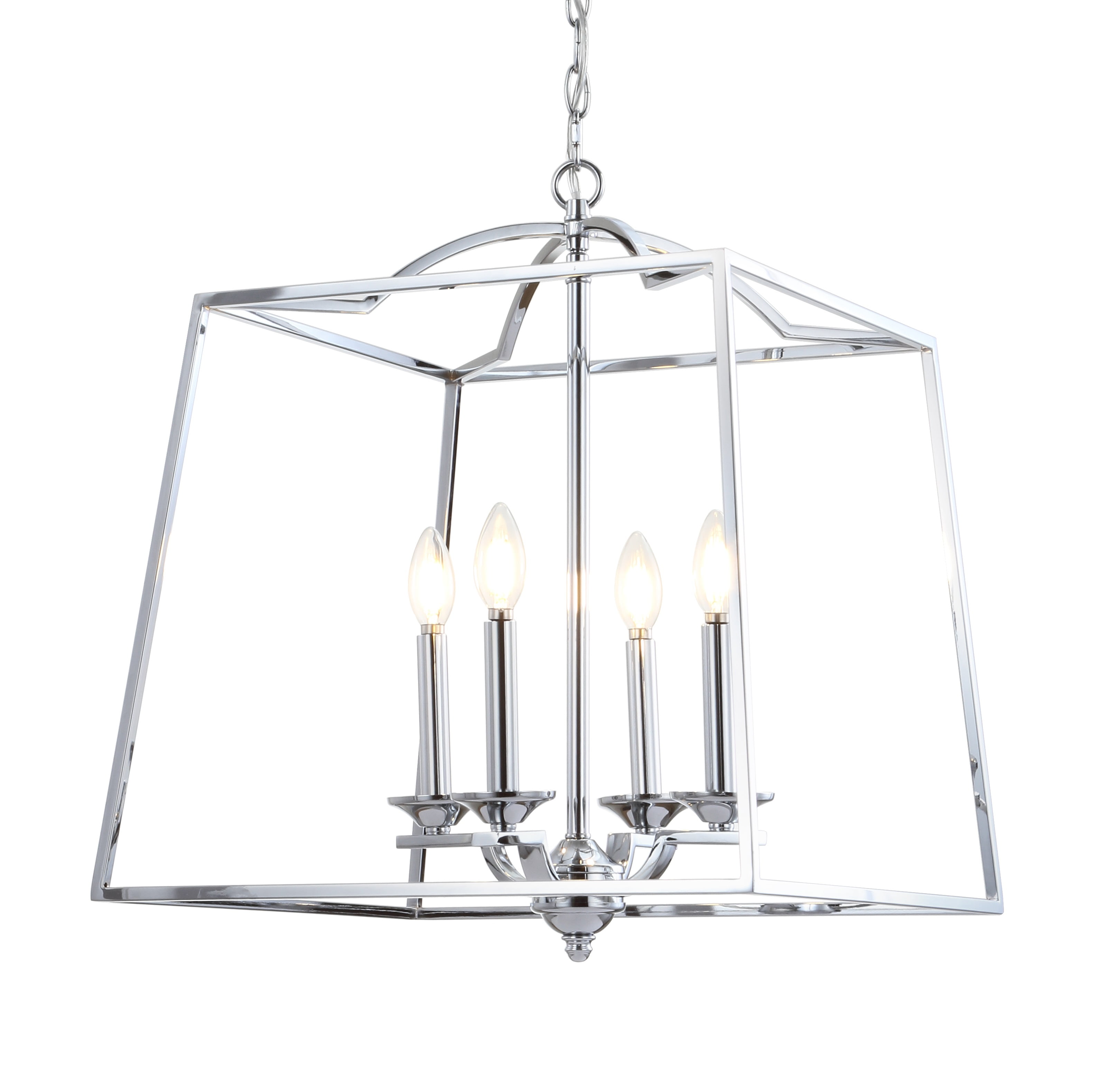 Gloria Polished Chrome 19" LED Lantern Pendant - Adjustable Height