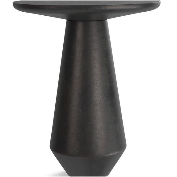 Gloria Black Cast Aluminum Side Table, Handcrafted End Table with Circular Top and Flared Base for Living Room, Bedroom, Office