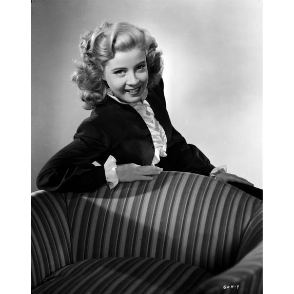 Gloria DeHaven Leaning on A Chair in Black and White Photo Print (8 x 10)