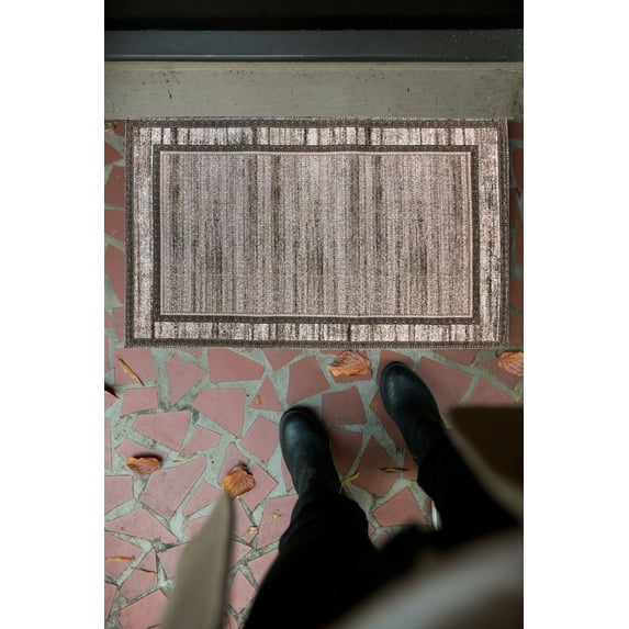 Gloria - Door Mat Landing Mat Low Profile Bordered Washable Runner Rug Non Slip Mat for Living Room Foldable Welcome Mats Outdoor