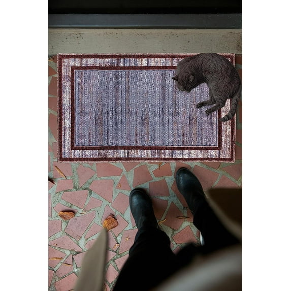 Gloria - Door Mat Landing Mat Low Profile Bordered Washable Runner Rug Non Slip Mat for Living Room Foldable Welcome Mats Outdoor
