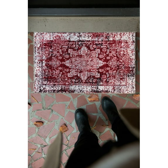 Gloria - Door Mat Landing Mat Low Profile Persian Washable Runner Rug Non Slip Mat for Living Room Foldable Welcome Mats Outdoor