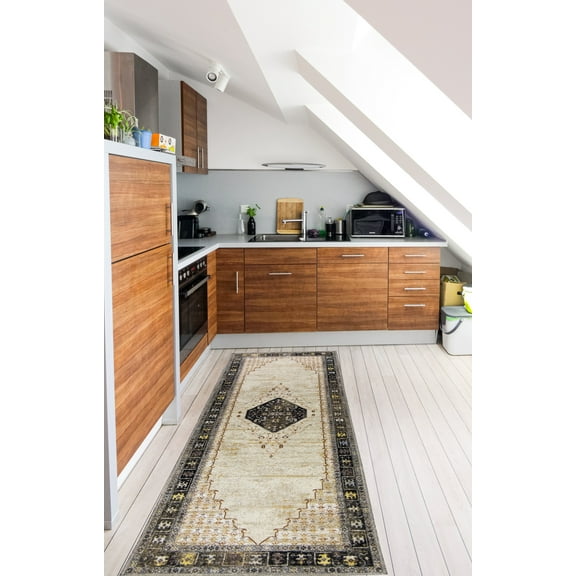 Gloria - Door mat Washable Rug Runner Low Profile Medallion Washable Rugs Non Slip Rugs for Living Room Light Weight Outdoor Mat