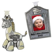 Gloria Duchin Babys First Christmas Ornament Set, Giraffe and Picture Frame, 2 Pieces