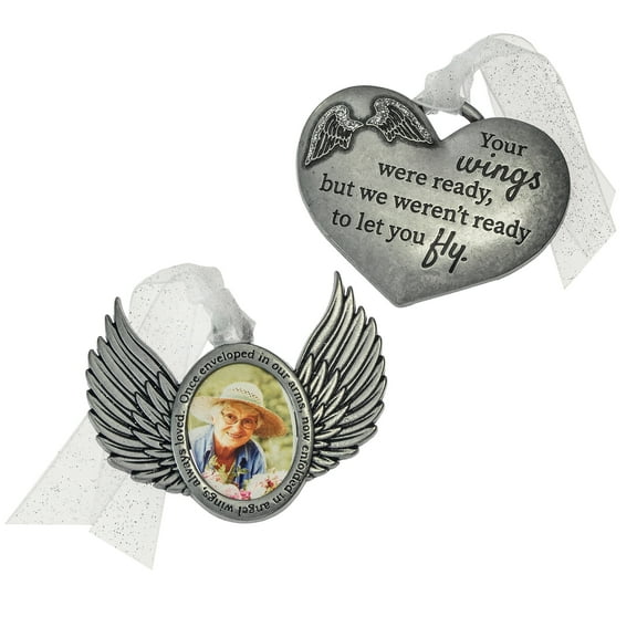 Gloria Duchin Remembrance Themed Pewter Heart-Shaped Christmas Tree Ornaments