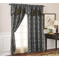 thumbnail image 1 of Gloria Floral/Damask Textured Jacquard 54 x 84 in. Single Rod Pocket Curtain Panel w/Attached 18 in. Valance, 1 of 28